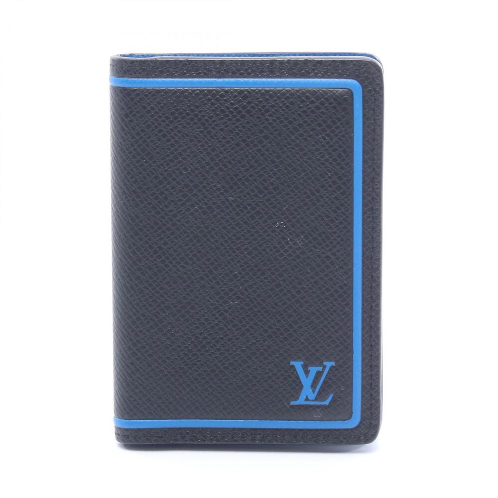 Louis Vuitton Organizer De Poche Pochette Card Case Wallet Leather Taiga Black